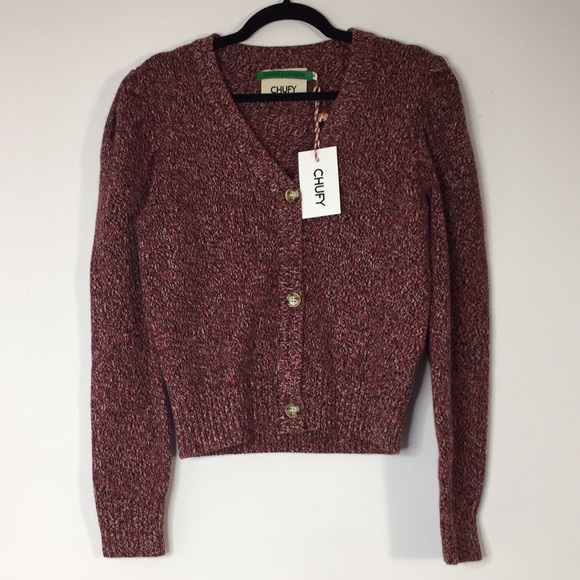 NWT CHUFY Cliff Wool Knit Cardigan in tosh red - Picture 6 of 13